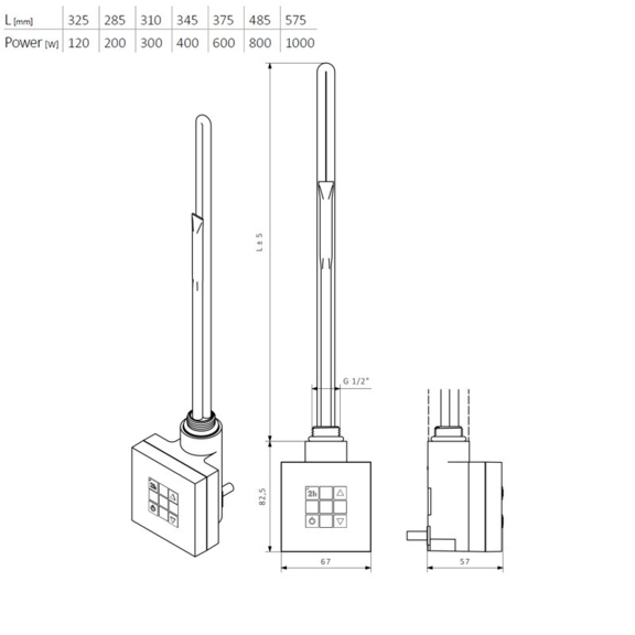 Terma KTX 2 - Rozmery