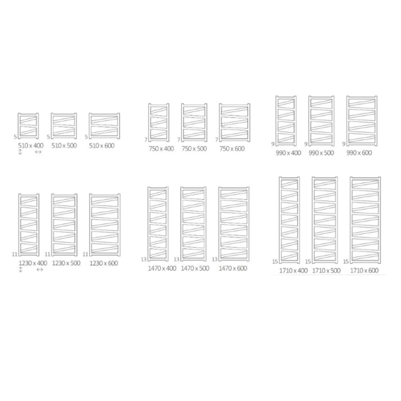 TERMA Vipera dizajnový radiátor - Dostupné veľkosti