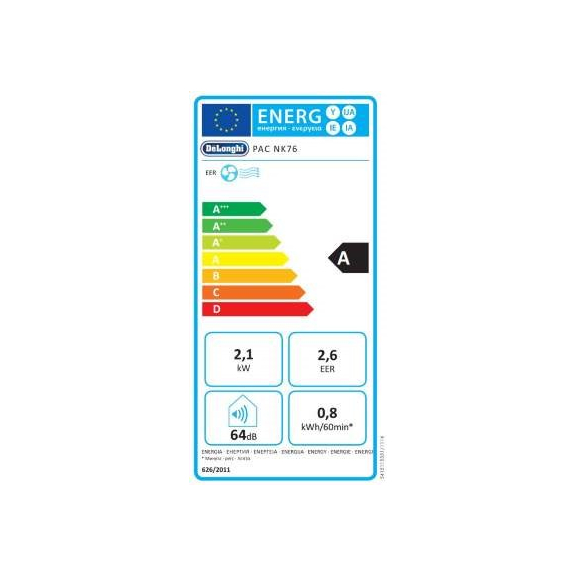 Mobilná klimatizácia DeLonghi PAC NK 76 energetická trieda