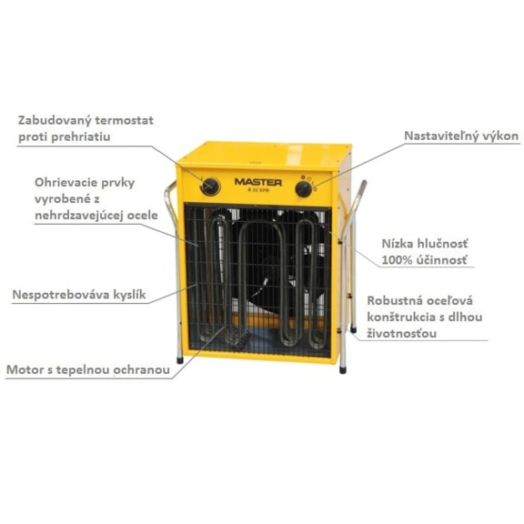 Master B 22 EPB profesionálny elektrický ohrievač s ventilátorom popis