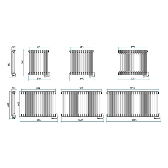 IRSAP Tesi 3 elektrický oceľový článkový radiátor - Technický náčrt