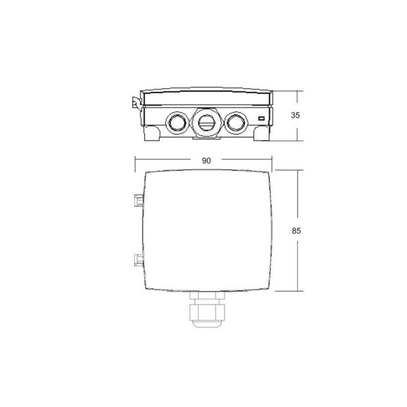 Systemair TG-R600 snímač - Rozmery