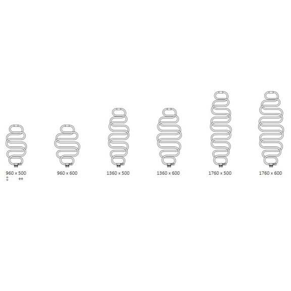 TERMA Perla dizajnový radiátor - Dostupné veľkosti