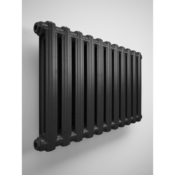 TERMA Bart článkový radiátor farba Flat Black celok zboku