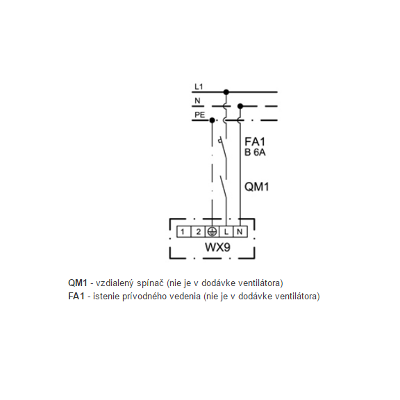 Ventilátor Xpelair WX 9 - schéma zapojenia
