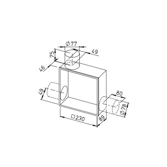 Helios ELS-GUBA montážna krabica pod omietku s požiarne odolnou spätnou klapkou - rozmery