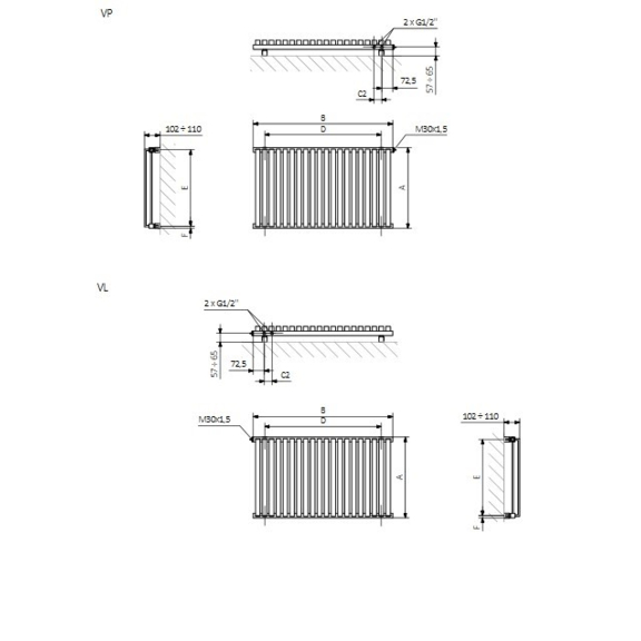 TERMA Nemo dizajnový radiátor Schéma2