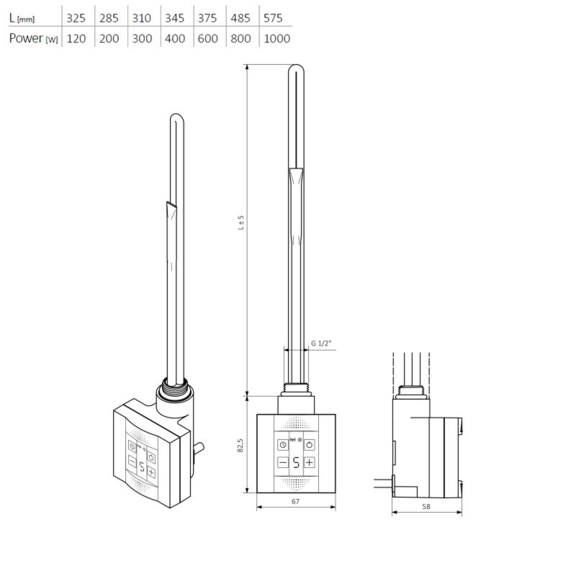 Terma KTX 4 - Rozmery