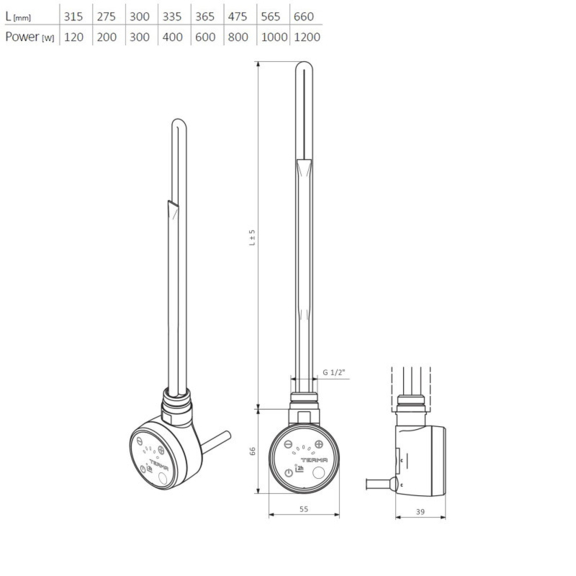 Terma MOA IR - Rozmery