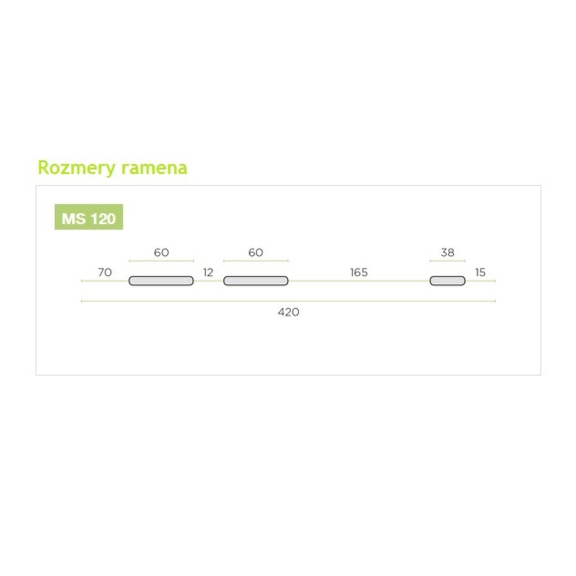 MS 120 Malá konzola pre nástennú montáž rozmery ramena