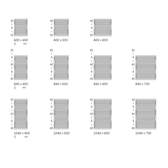 TERMA POC 2 kúpeľňový radiátor - dostupné rozmery1