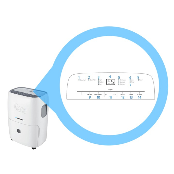 Blaupunkt Vaco 5008 odvlhčovač vzduchu display