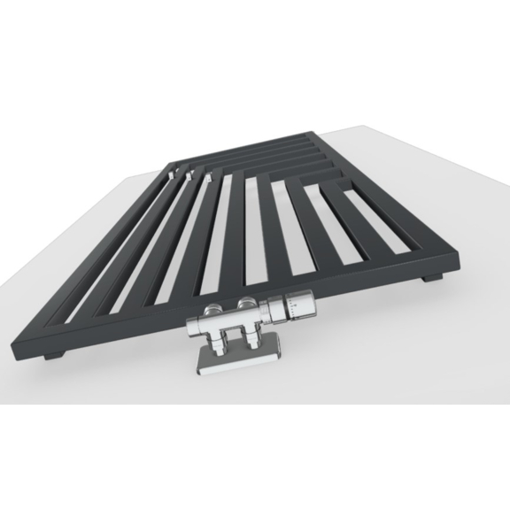 TERMA Angus V dizajnový radiátor 1300x440 farba Modern Grey - detail zdola