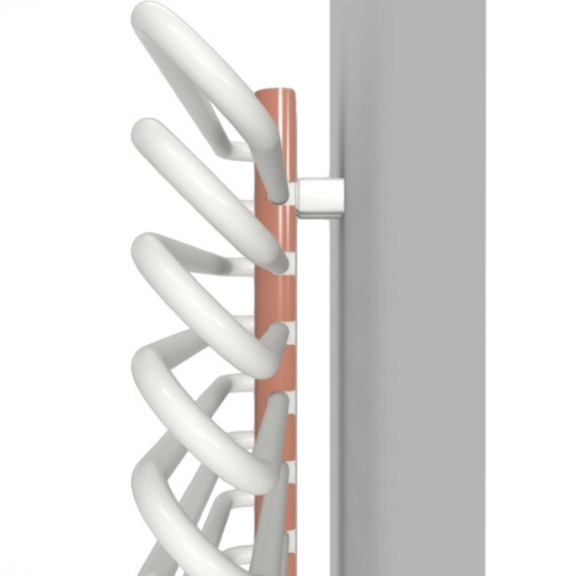 TERMA Michelle dizajnový radiátor RAL9016 a Cooper detail zboku