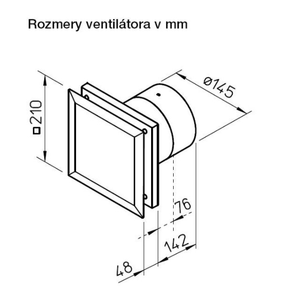 Helios MiniVent M1/150 dvojotáčkový štandardný ventilátor  s EC motorom - rozmery