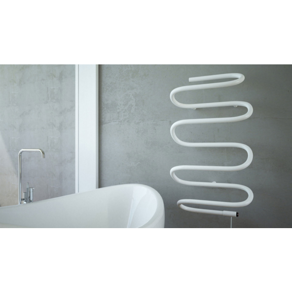 TERMA Spiro dizajnový kúpeľňový radiátor Ral 9016 - kúpeľňa