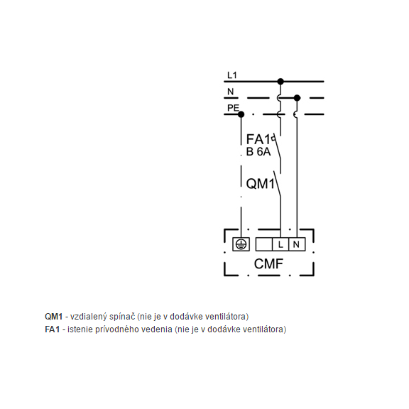 Ventilátor Xpelair CMF 241 - schéma zapojenia