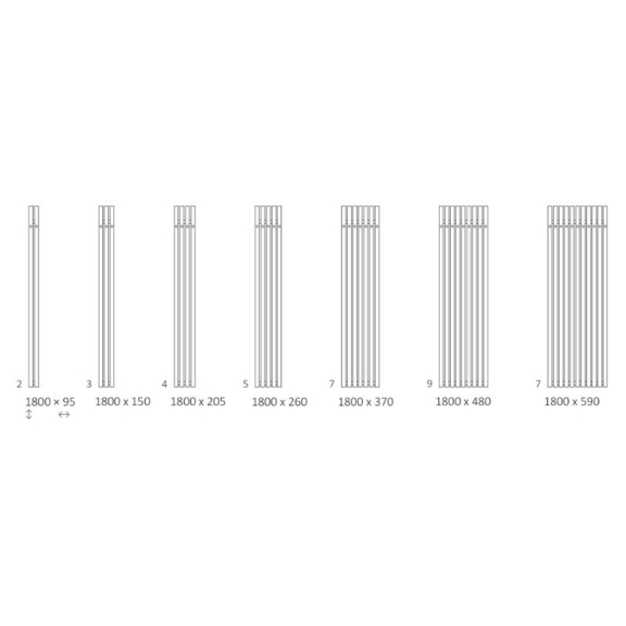 TERMA Rolo Hanger E dizajnový radiátor - rozmery