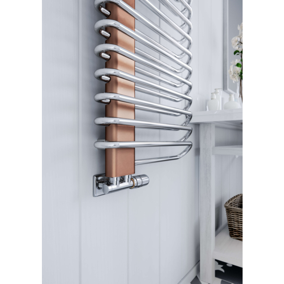 TERMA Michelle dizajnový radiátor 1200x500 Nickel Gloss a Cooper - detail