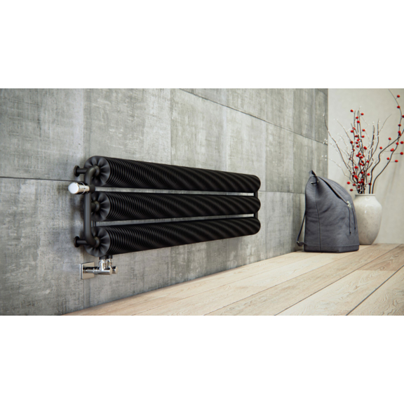 TERMA Ribbon HWS retro radiátor RAL9005 v interiéri - na stenu