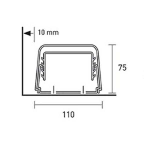 Plastový žľab 1212BCF  s ochrannou fóliou - rozmery