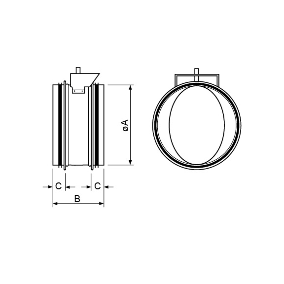 Systemair EFD 160/TF230 klapka - Rozmery