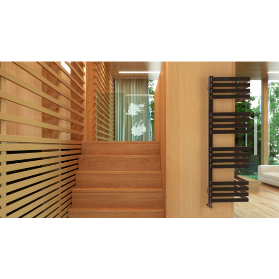 TERMA Outcorner rohový radiátor 1005x300 v interiéri - African Bronze