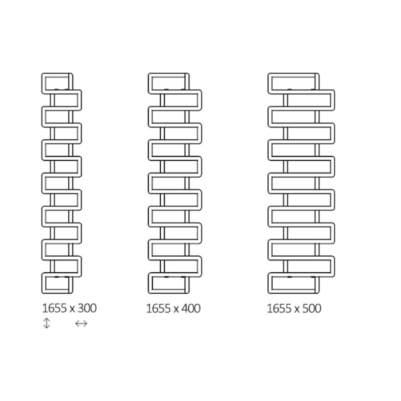 Terma Bookie dizajnový radiátor - rozmery