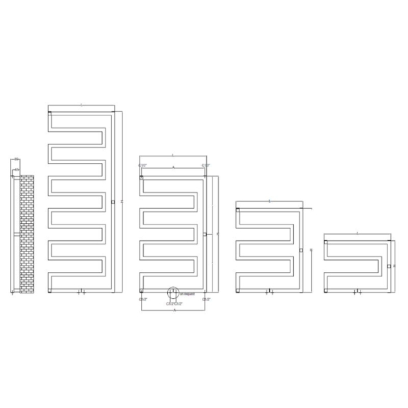 RADOX Sera vodný dizajnový radiátor - technický náčrt