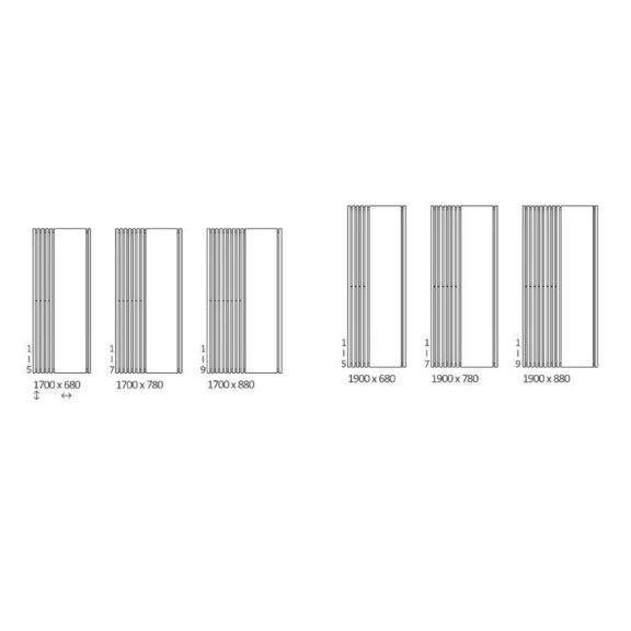 TERMA Triga M dizajnový radiátor so zrkadlom Dostupné veľkosti