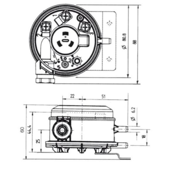 Systemair DTV 200 snímač - rozmery