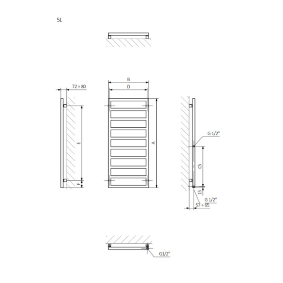 Terma Grid dizajnový radiátor - rozmery