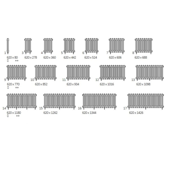 TERMA Plain retro radiátor 620x688 stojaci dostupné veľkosti