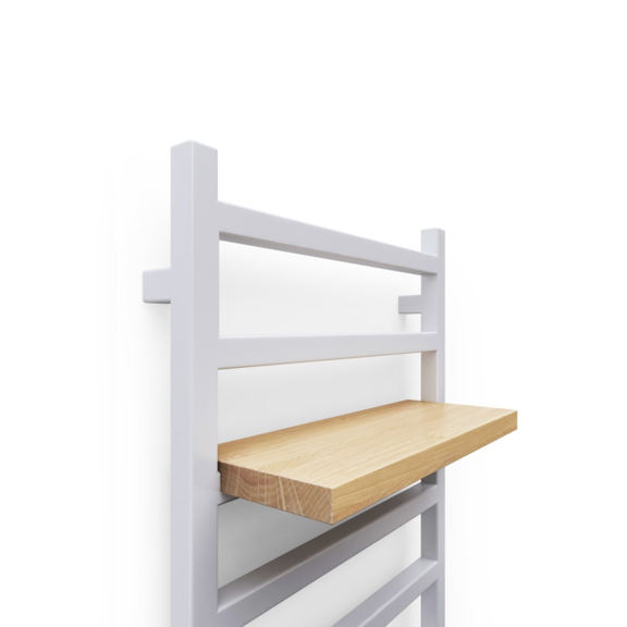 TERMA Simple One dizajnový radiátor 960x500 FARBA RAL9016 detail - polica Simple