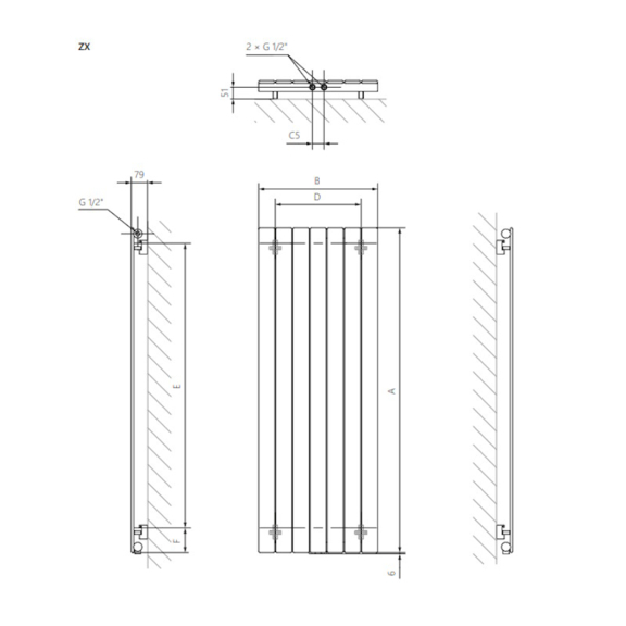 Terma Forte V10 dizajnový radiátor - rozmery