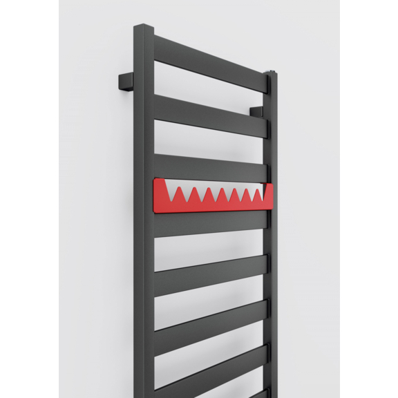 TERMA Vivo kúpeľňový radiátor 1390x500 farba Metallic Grey detail vešiaky Happy Shark