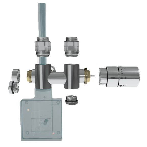 Terma stredový rohový ventil pre kombinované pripojenie