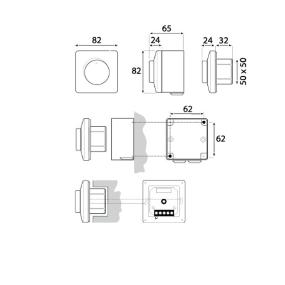 Systemair MTP 20, on/off ovládač pre ventilátory - rozmery