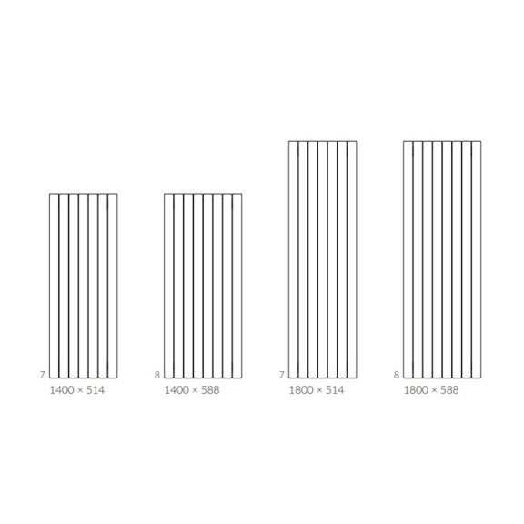 Terma Forte V10 dizajnový radiátor - rozmery