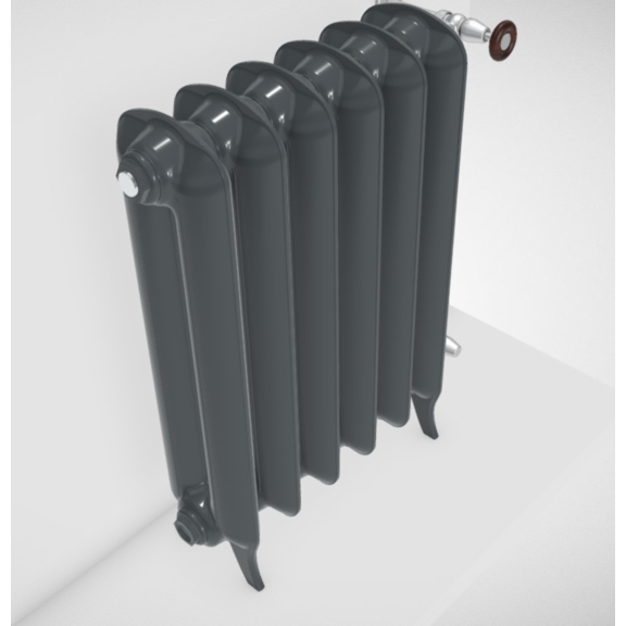 TERMA Plain retro radiátor farba Flat Black stojaci detail zboku