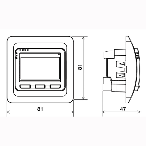 Termostat pre  podlahové kúrenie PT712 - rozmery