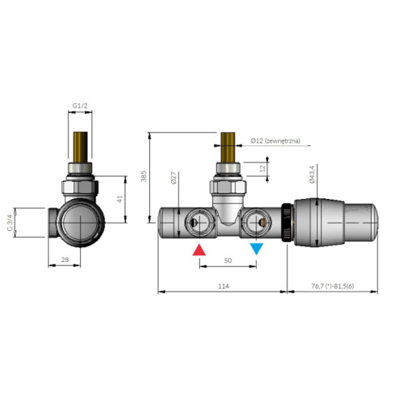 Terma integrovaná termostatická sada s ponornou trubicou