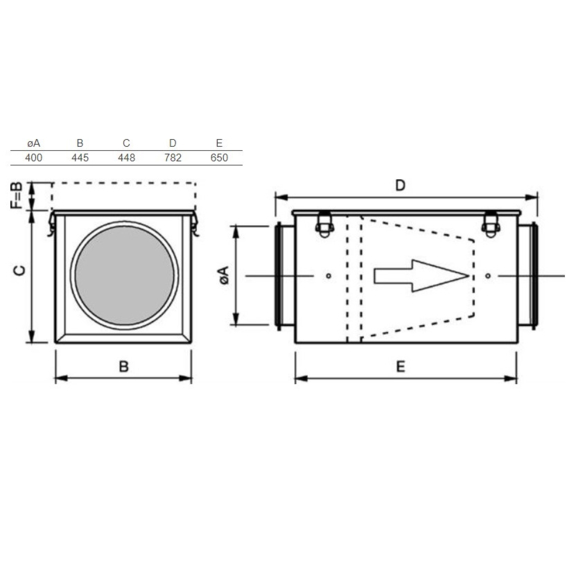 Systemair FFR 400 filtračná kazeta pre kruhové potrubie - rozmery