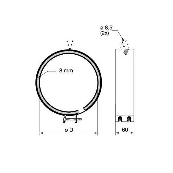 Systemair FK 125 spona - Rozmery
