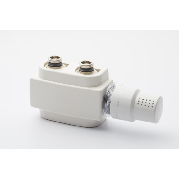 SR univerzálny stredový ventil s termostatickou hlavicou Aria a Krytom - Biela