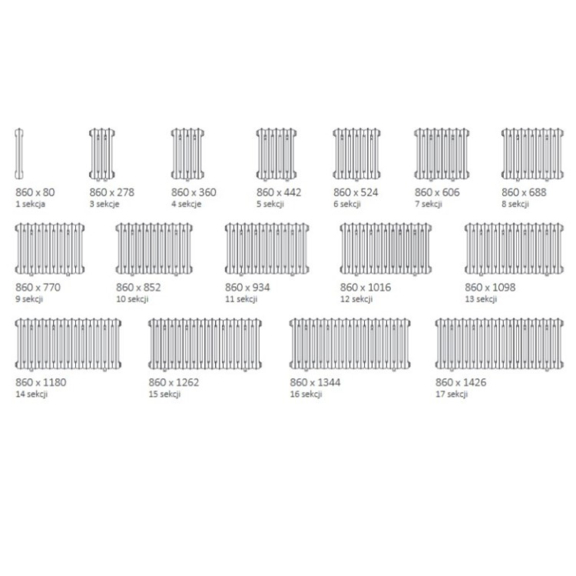 TERMA Plain retro radiátor 860x688 dostupné veľkosti