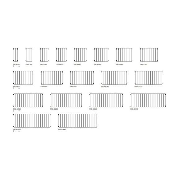 Terma Bergamo vodný radiátor pod okno - rozmery