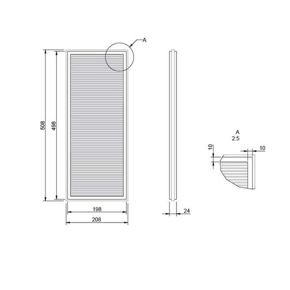 Systemair PF VTC200 F7/ePM1 55% filter - Rozmery