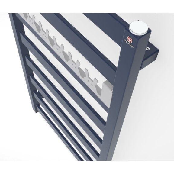 TERMA Vivo ONE kúpeľňový radiátor 910x500 RAL 5003 detail vešiak HappyRabbit soft7047