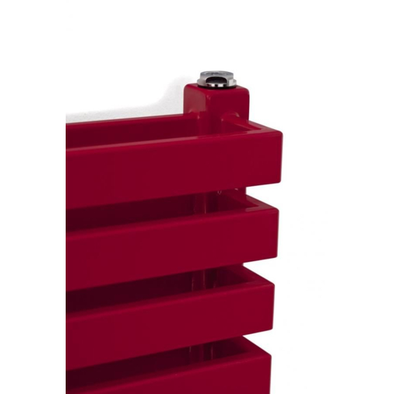 TERMA Quadrus Bold dizajnový radiátor 1185x450 RAL3003 detail zboku
